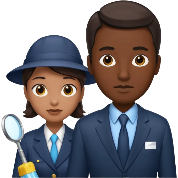 a Detective man is interviewing a cleaning Lady  emoji