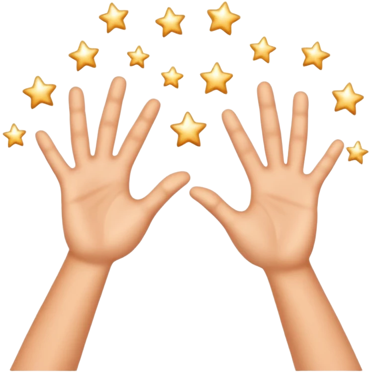 Two hands giving jazz-hands motion, maybe with little sparkles. emoji