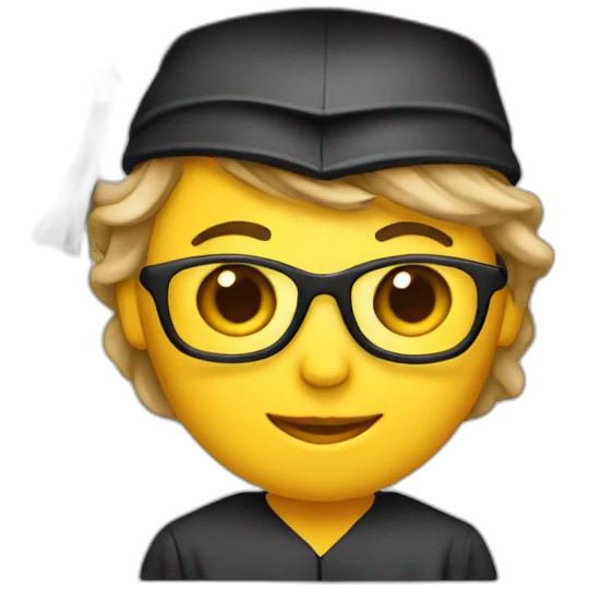 teacher wearing a graduation hat emoji