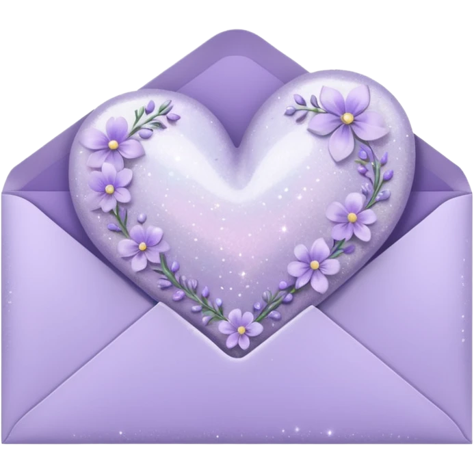 a closed pastel lavender floral heart shiny sparkly glittery aesthetic romantic vintage envelope  emoji
