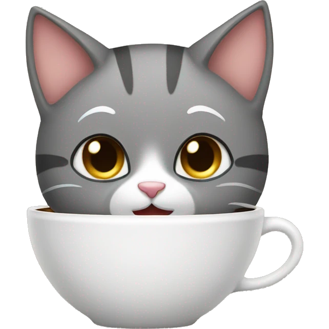 cute kitty drinking a cup of coffee emoji