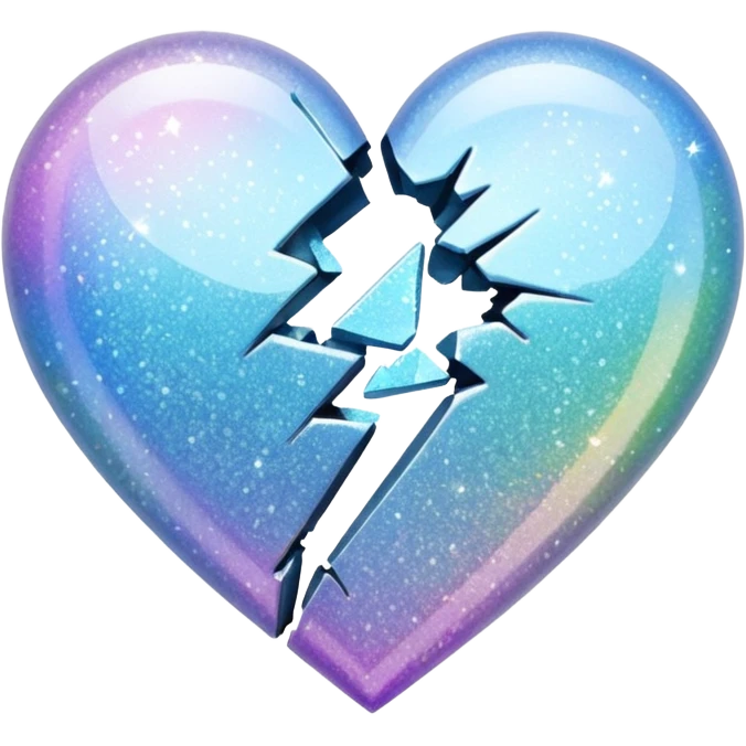 coração partido glitter branco emoji
