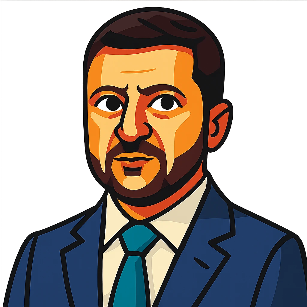 portrait of Vladimir Zelensky in a business suit, vibrant toon style, no background emoji