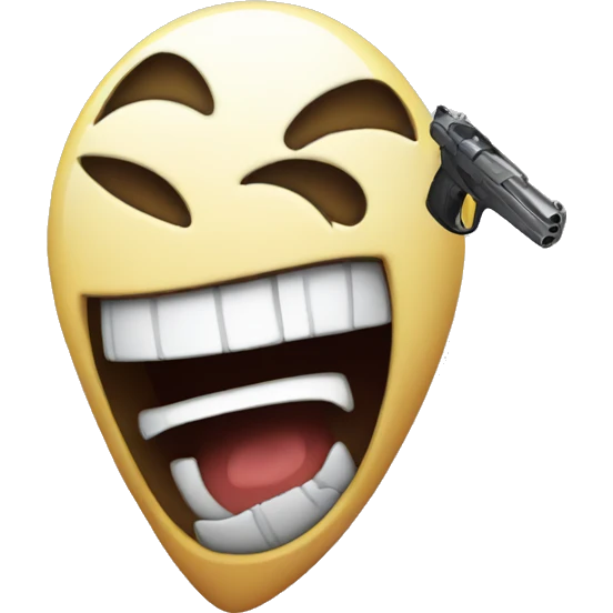 Cry laughing emoji holding gun emoji