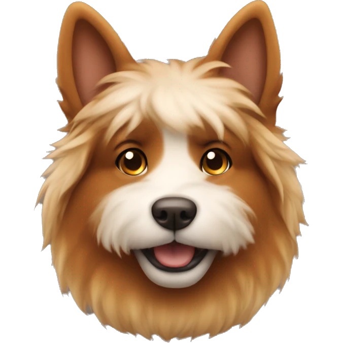 a fluffy dog with caramel fur with his ears deeply colored in brown emoji