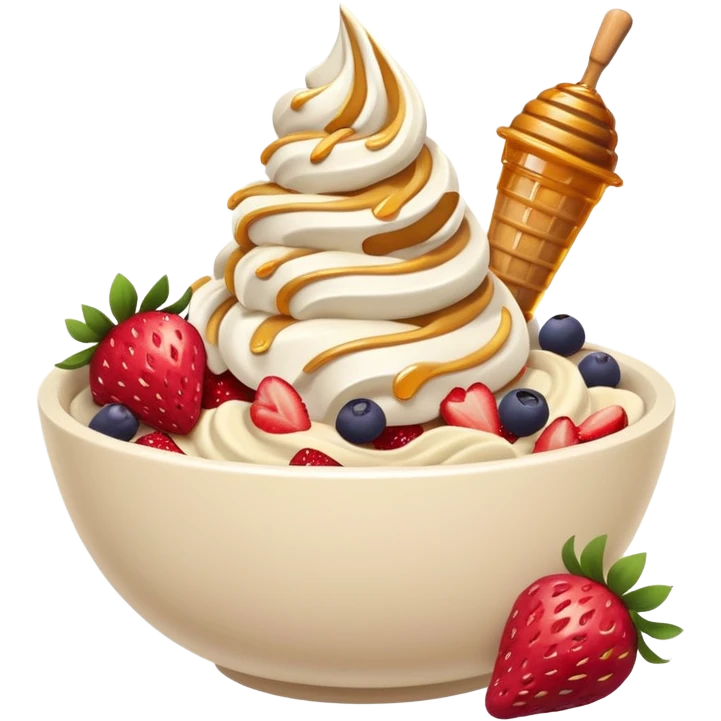 acai soft serve in a bowl either strawberries and granola emoji