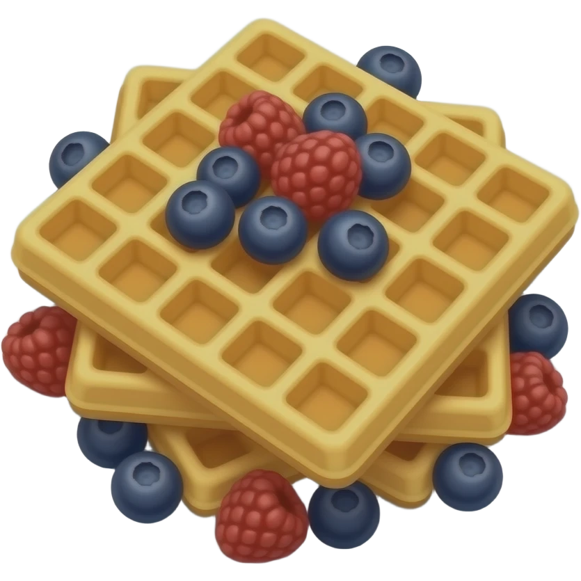 square waffles with berries on plate emoji