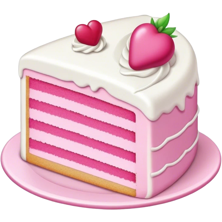 pink cake slice with frosting cute emoji