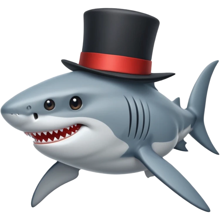 Shark with a top hat emoji