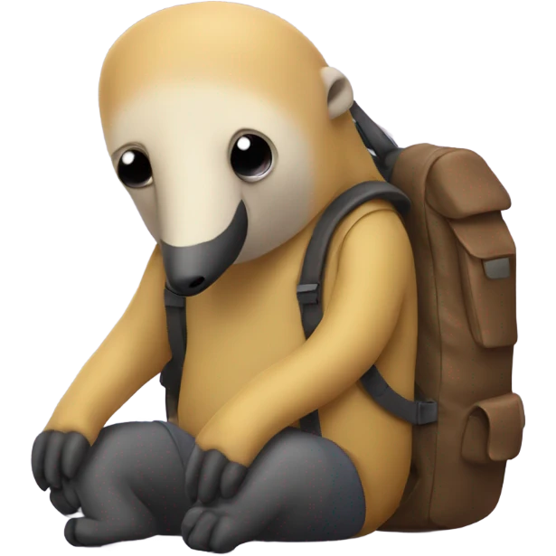 sad anteater with a backpack on  emoji