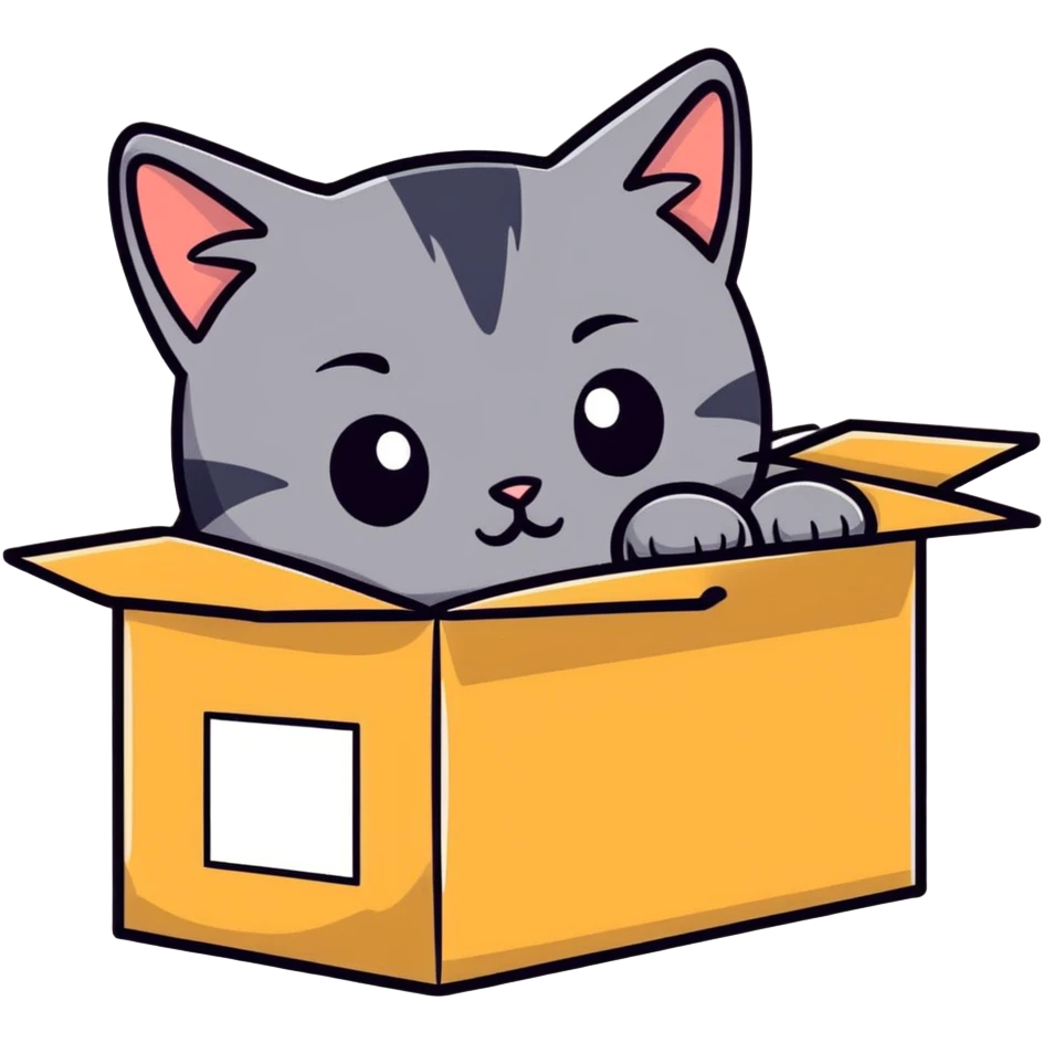 curious cat peeking from a box cartoon style emoji