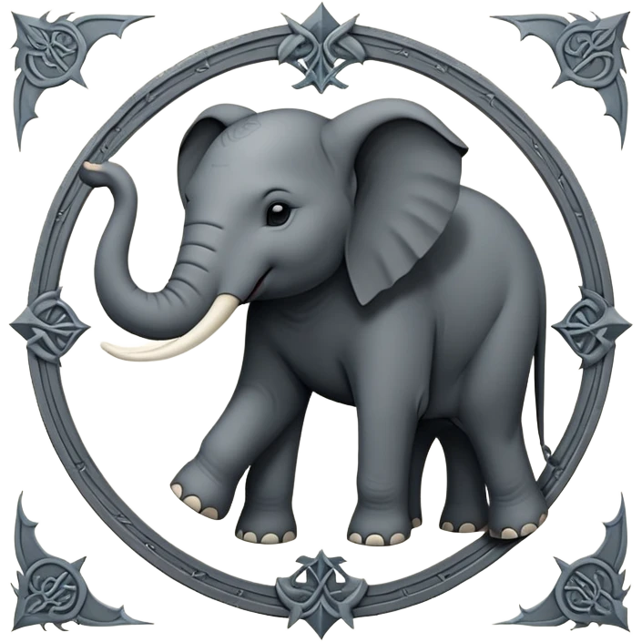 Elephant but in a Game Of Thrones Intro Sigil Form - in a square picture frame emoji
