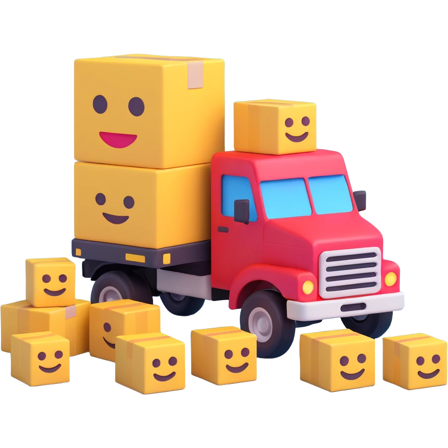 a truck with stacked boxes, 3D emoji style emoji