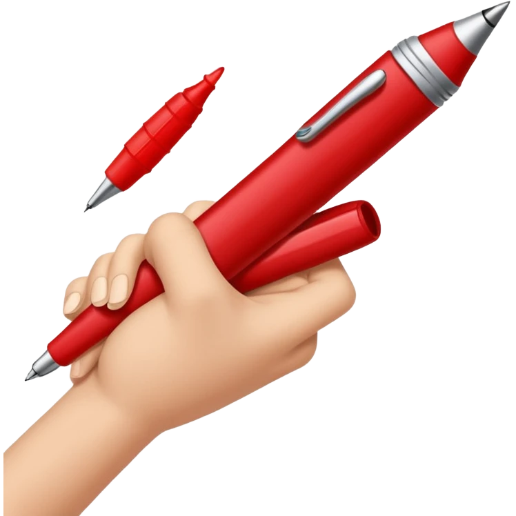 рука телесного цвета пишет красной ручкой emoji