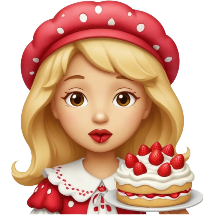 Strawberry shortcake kissing emoji