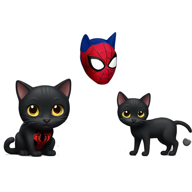 black cat with spiderman emoji