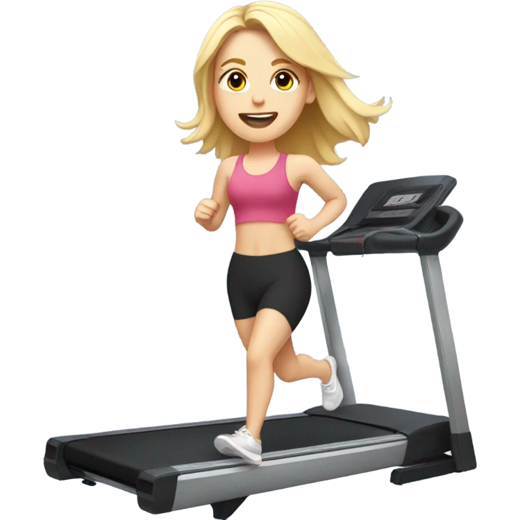 white girl with blonde hair on treadmill emoji