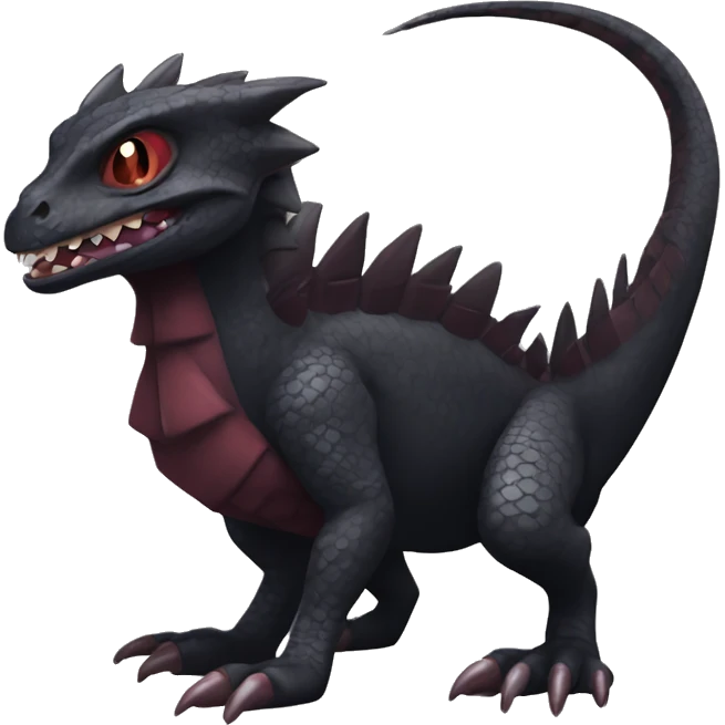 cool edgy black and maroon Dark-type nargacuga reptile Pokémon full body emoji