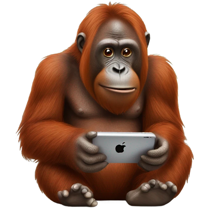Orangutan playing on iPhone  emoji