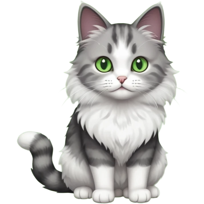 full body half dark grey and half white cat with white front legs emoji