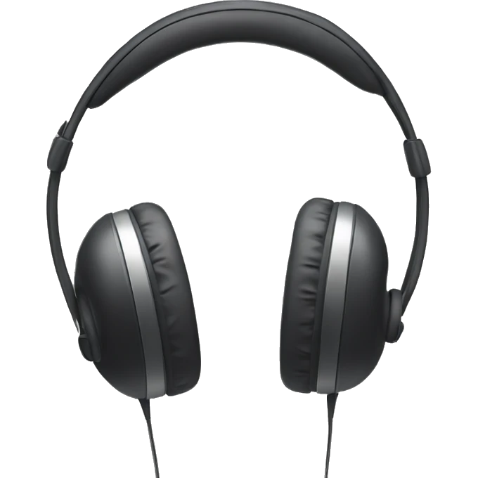 A pair of headset headphones with cable hanging.  emoji