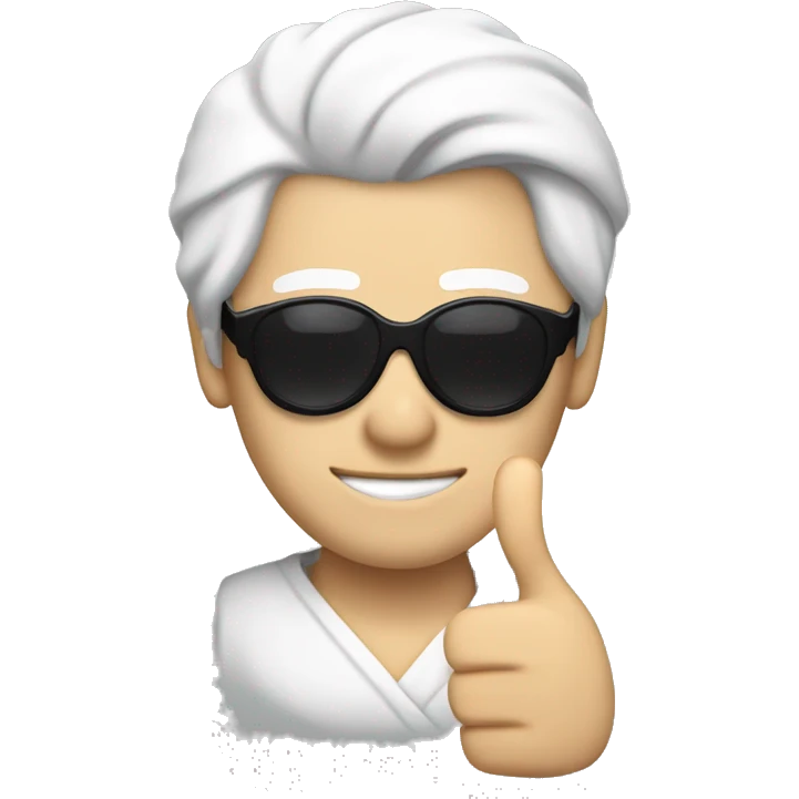 Japanese White haired guy with black blindfold doing a thumbs up sign  emoji