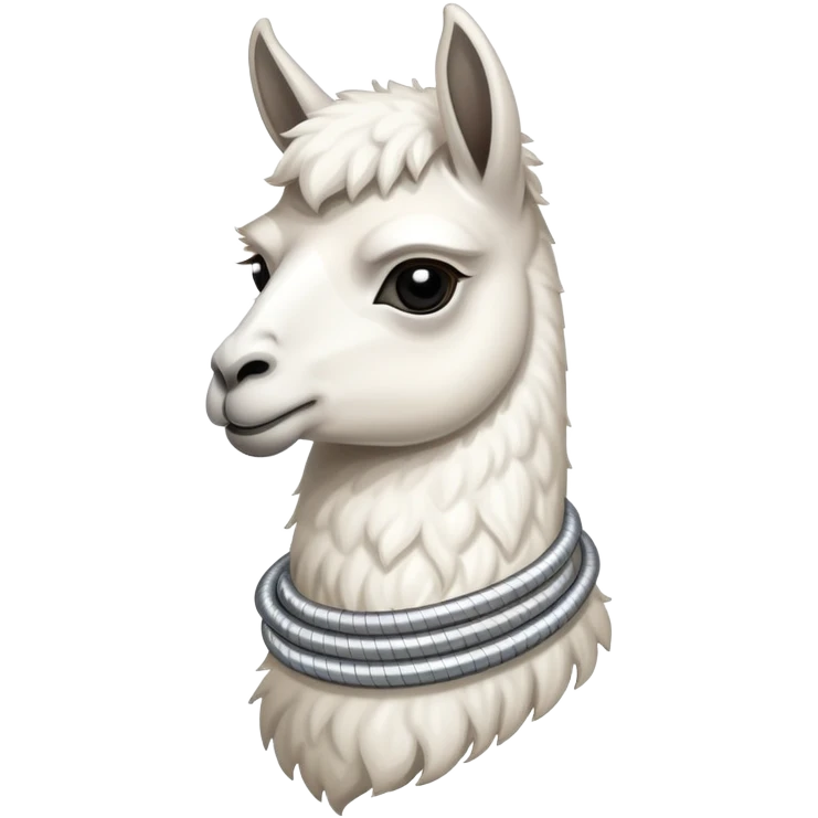 white llama with a long steel resilient coil around the neck emoji