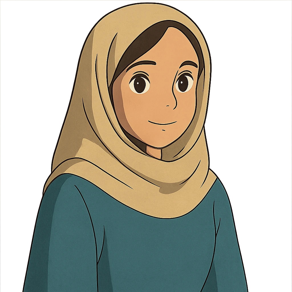 ghibli style character of mela.alm emoji