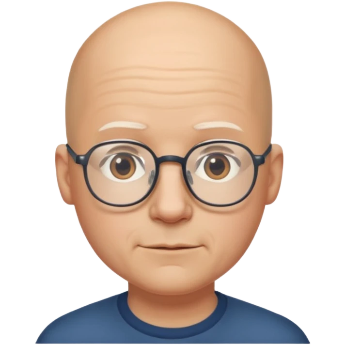 Bald man glasses chin puff emoji