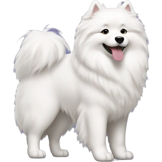 Samoyed dog with a girl who has long dark curly hair emoji