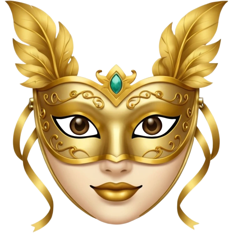 gold masquerade mask with lilia emoji