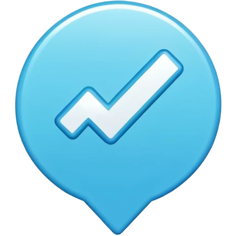 blue checkmark badge, TikTok inspired, modern digital look, clear, easy to identify emoji