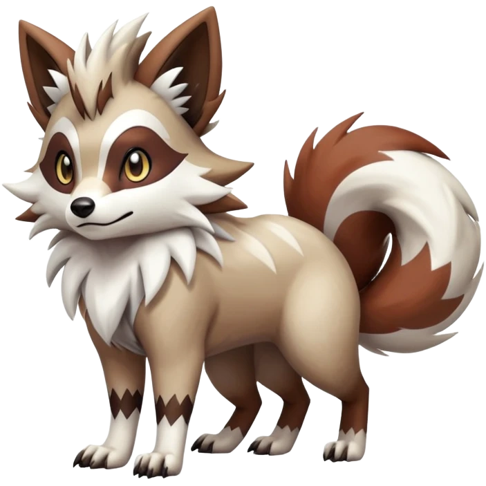 zigzagoon-Lycanroc-linoone-furret-Fakémon-hybrid-creature (full body)  emoji