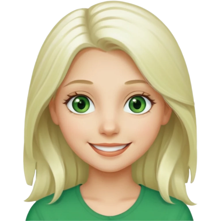 Long platinum blonde hair girl with green eyes  emoji
