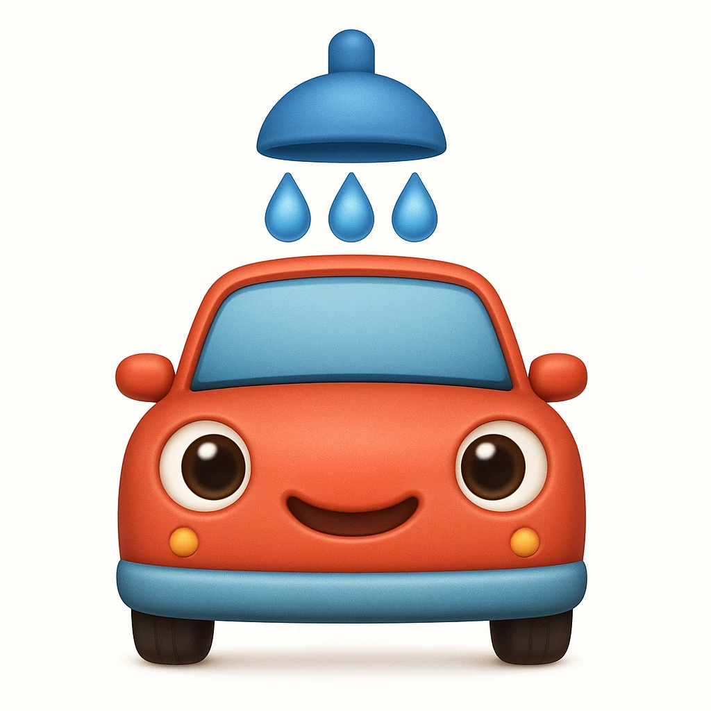 Convert this car wash icon to an Apple emoji style, keeping the main elements but making it even cuter and more expressive like an Apple emoji. emoji