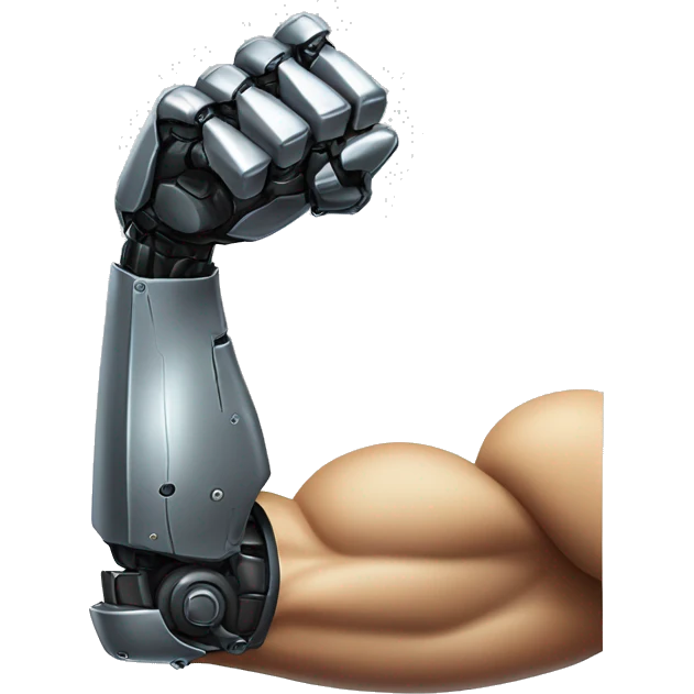 Flexing bicep arm with robot hand emoji
