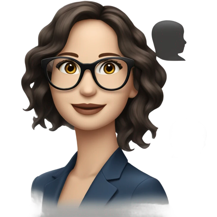 Photo of Brunette Jennifer Lawrence wearing black glasses and blue eyes happy  emoji