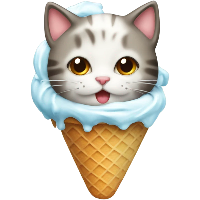 Gatito con helado en la cabeza emoji