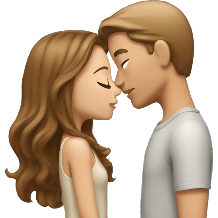 Guy with light Brown hair kissing a Girl with Brown hair emoji