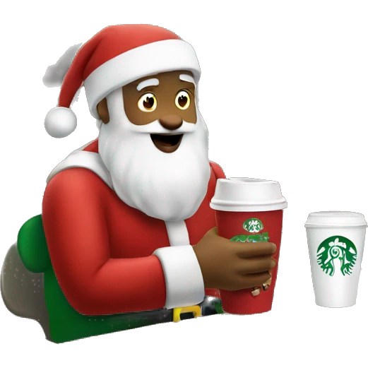 Santa Claus drinking Starbucks emoji