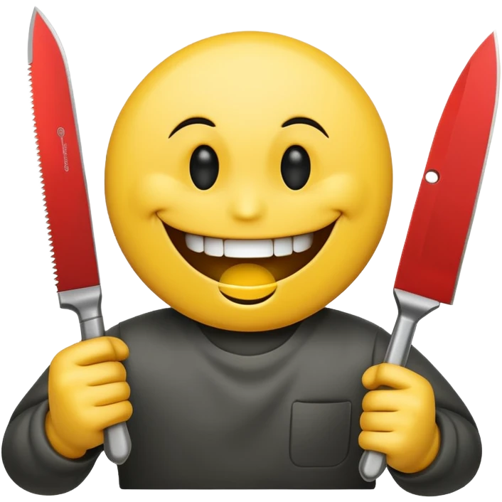 Crazy smiley face holding a knife  emoji
