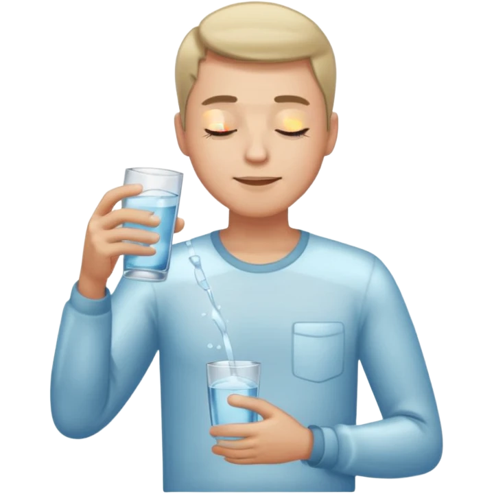 So excited guy full body, closed eyes, with glass emoji