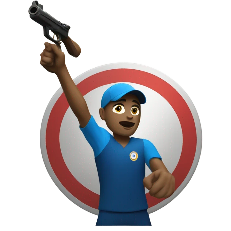 Olympic shooter shooting a ten point nine emoji
