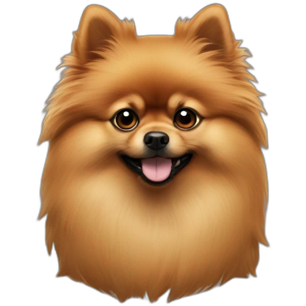 Pomeranian shit su Brown hairy dog, black ears emoji