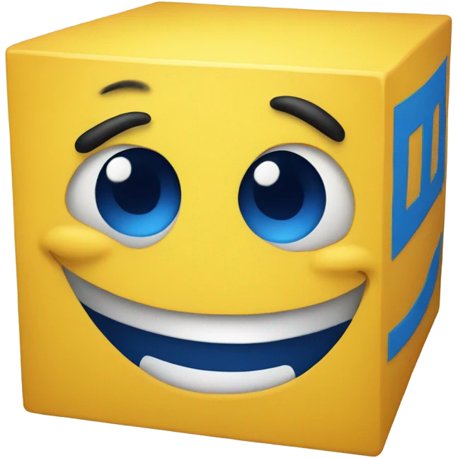 Yellow cube with a blue line mouth emoji