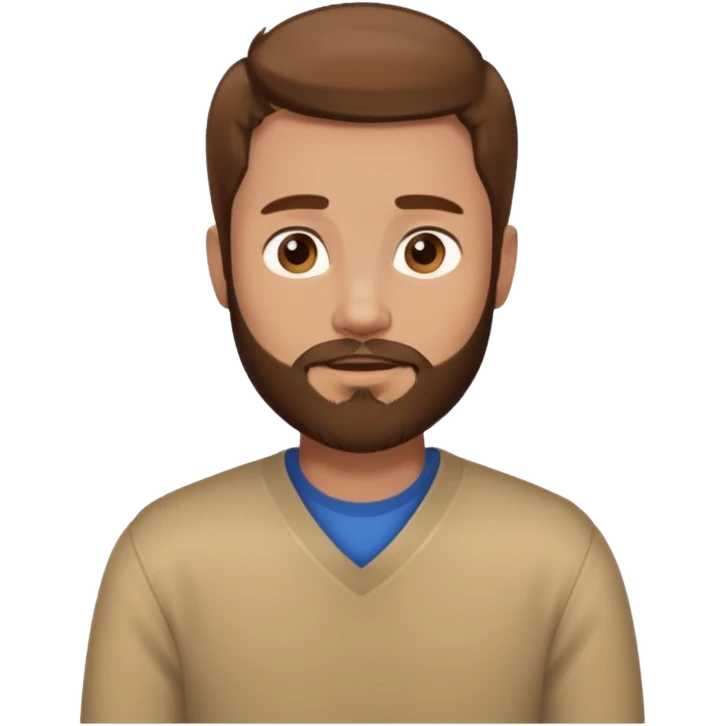 A man with brown hair and beard waiting for a hug emoji