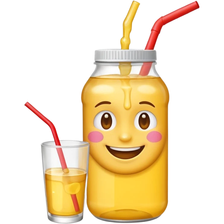 emoji drinking yellow liquid from a bottle with a straw emoji