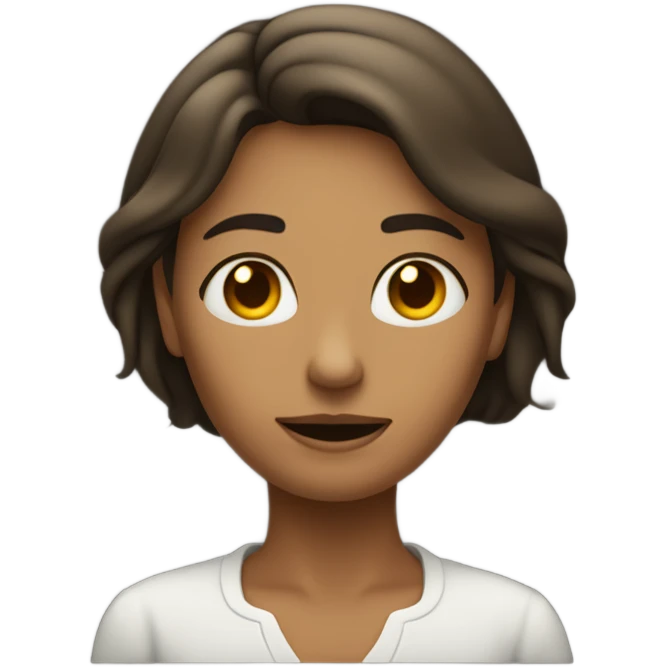 Un emoji de una mujer morena llorando, que tenga pelo liso, de color oscuro  emoji