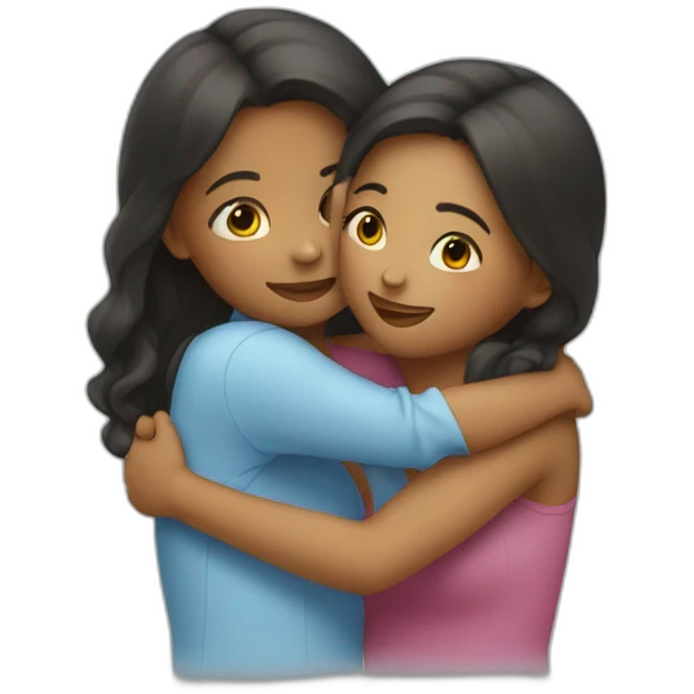 Two girls hugging each other emoji