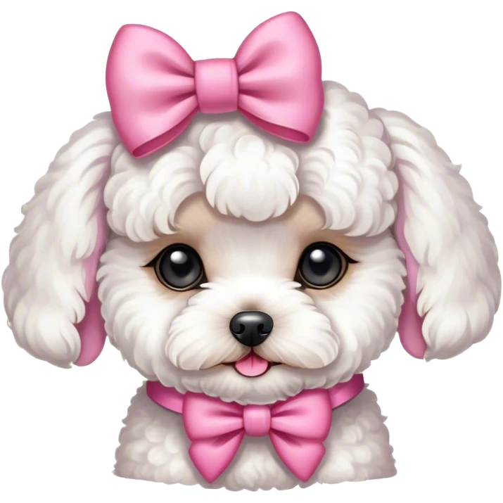 white maltipoo with pink bow on the head emoji